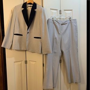 Blue Seersucker Pantsuit